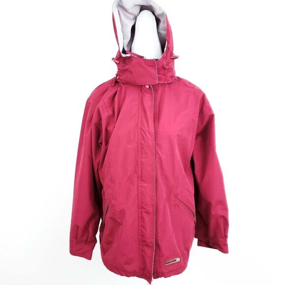 Nordic Alpine Waterproof Hooded Anorak Raincoat Red Jacket Windproof Size Small - Picture 1 of 10